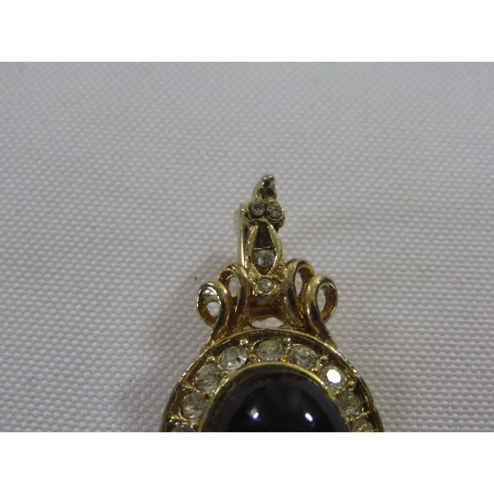 VTG Pendant Amethyst‎ Purple Rhinestone Gold Tone 1.5